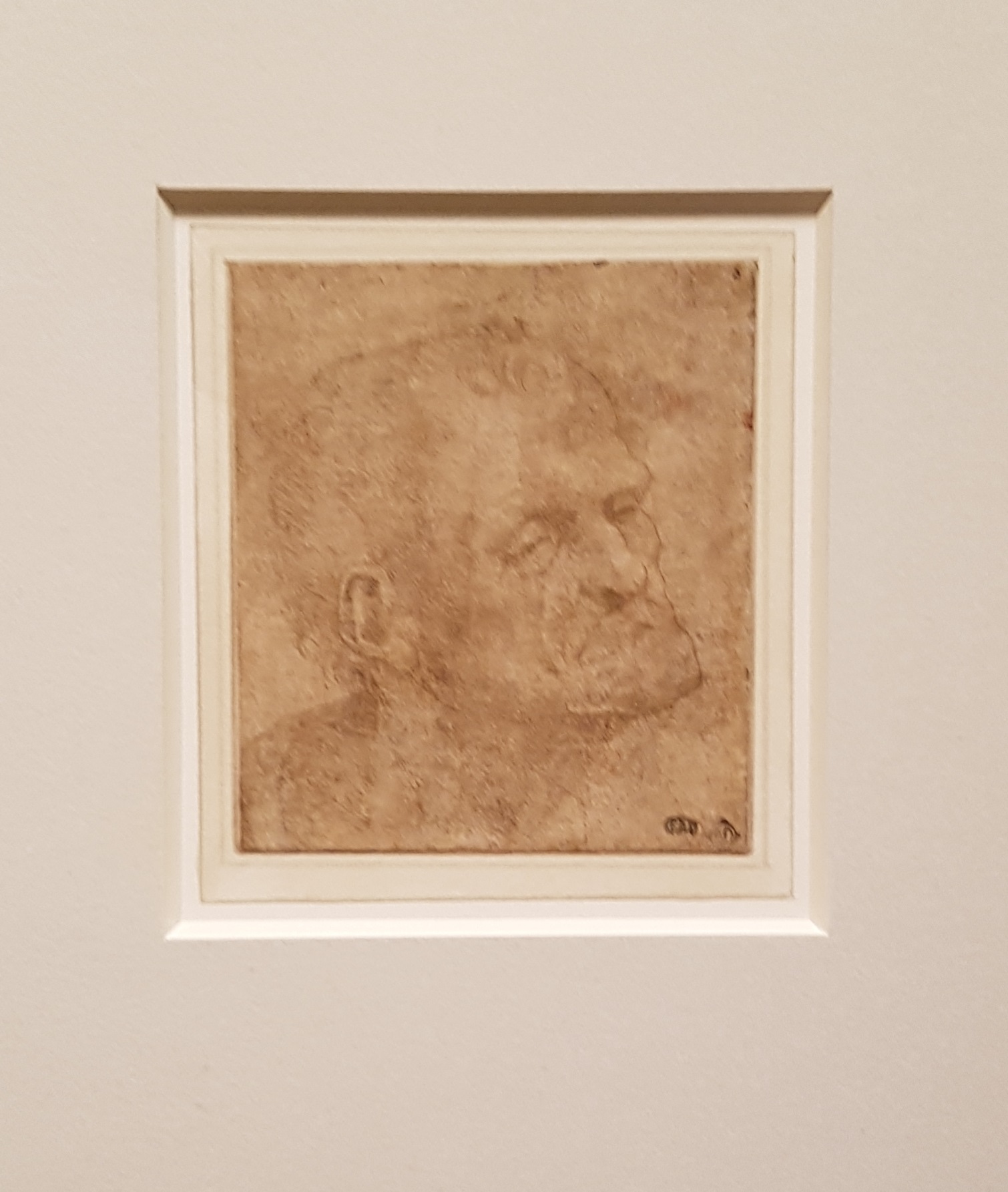 Léonard de Vinci. Tête de vieillard de trois quart.